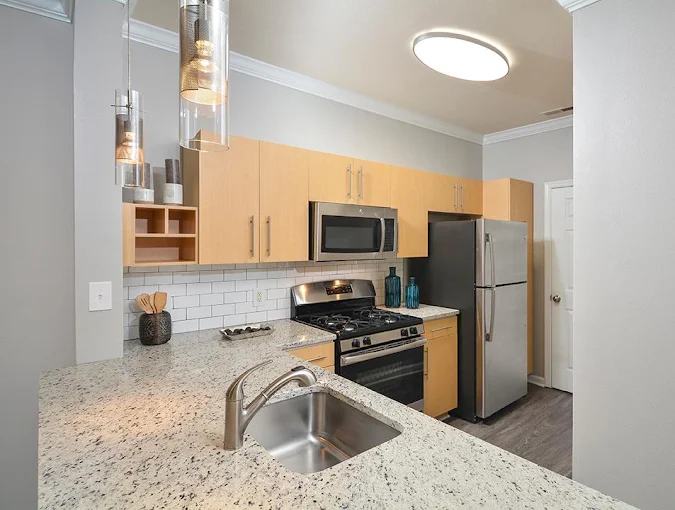 Kitchen with granite counters